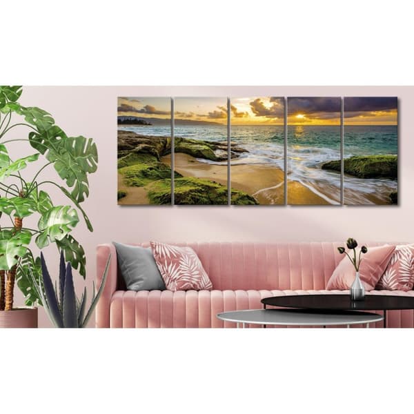 Canvas Tavla - Turquoise Sea (5 delar) Narrow