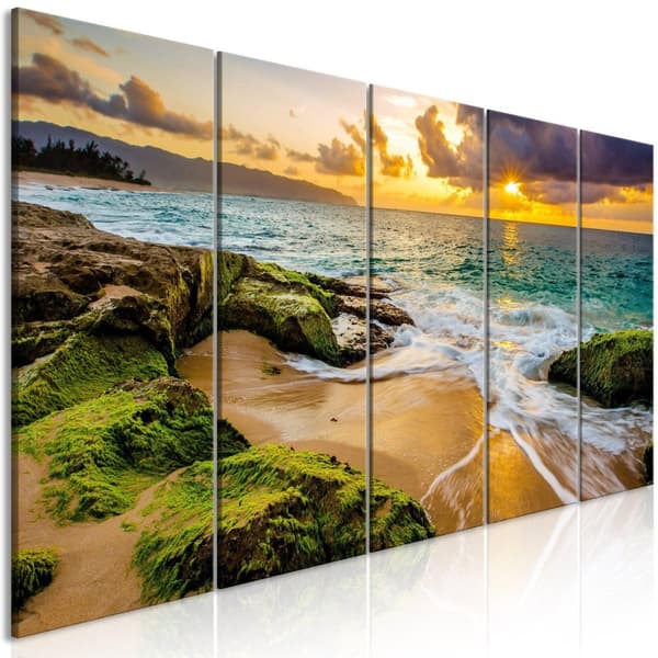 Canvas Tavla - Turquoise Sea (5 delar) Narrow