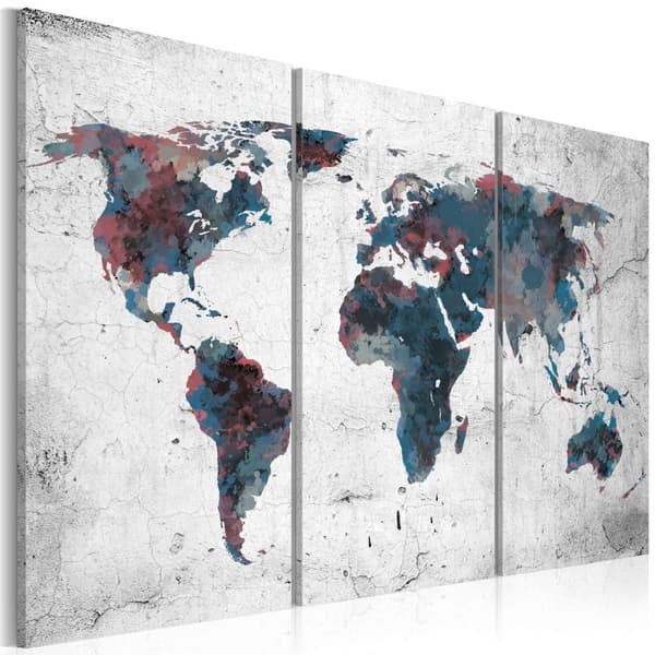 Canvas Tavla - Oupptäckta kontinenter - Triptych