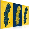 Pikkukuva 1 / 4: Canvas Tavla - Målad karta över Sverige - triptyk
