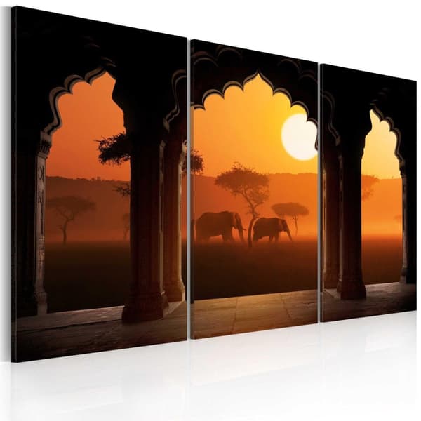 Canvas Tavla - The tranquillity of Africa - triptych 120x80