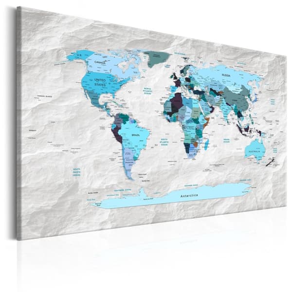 Canvas Tavla - World Map: Blue Pilgrimages