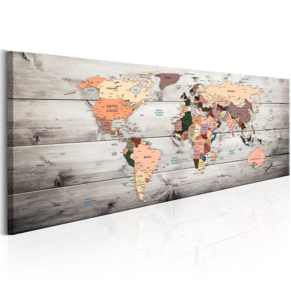 Canvas Tavla - World Maps: Wooden Travels 135x45