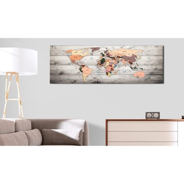 Canvas Tavla - World Maps: Wooden Travels