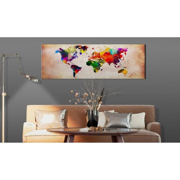 Canvas Tavla - World Map: Colourful Ramble