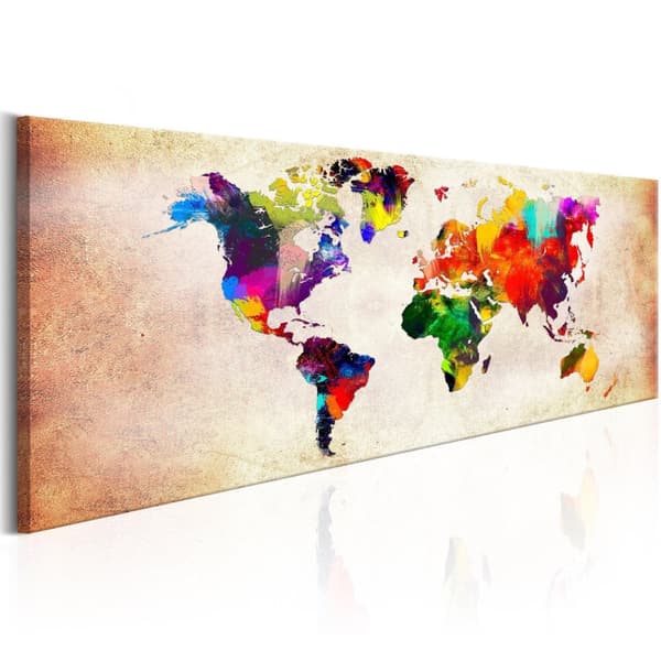 Canvas Tavla - World Map: Colourful Ramble