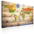 Miniatyrbild 1 av 4: Canvas Tavla - Map on wood: Colourful Travels