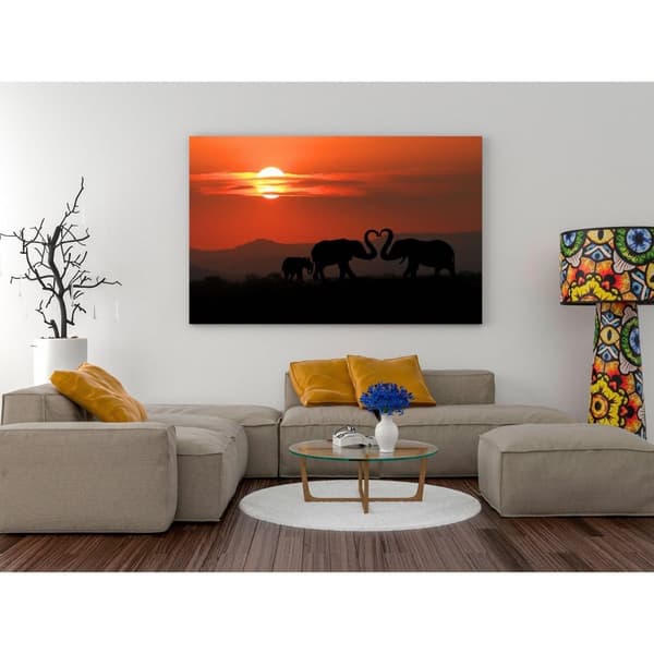 Canvas Tavla - Elephants in Love Wide