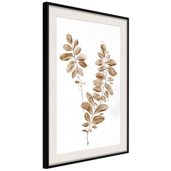 Inramad Poster / Tavla - Botanical Watercolour Svart ram med passepartout 30x45