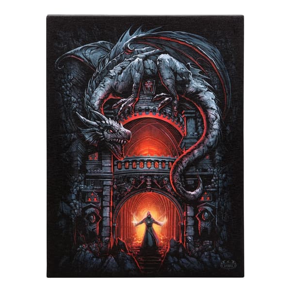 Spiral Direct Dragon`s Lair Canvas Plaque Grey/Orange 25cm x 19cm