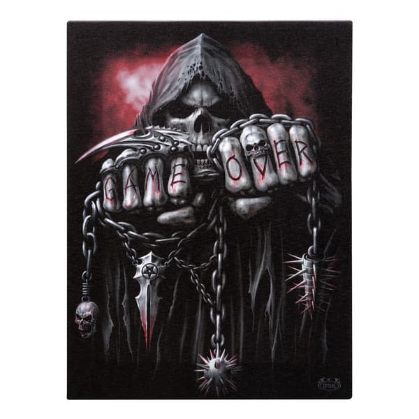 Spiral Direct Game Over Canvas Plaque Grey/Black/Red 25cm x 19cm