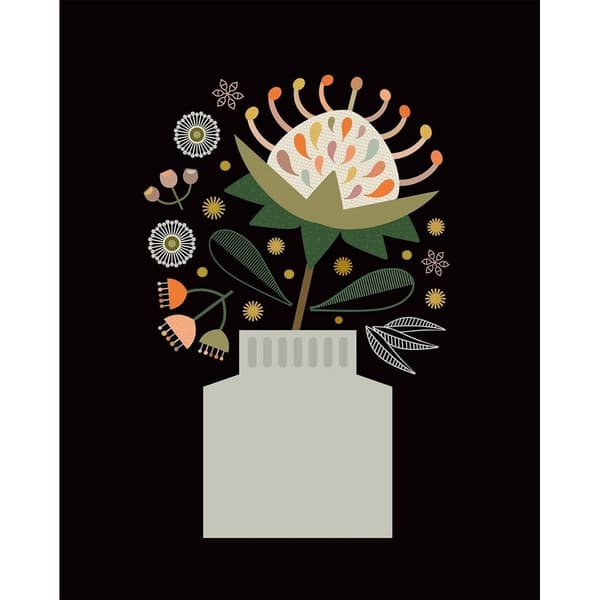 Lyndy Hants Waratah In Vase Canvas Print Black/Multicoloured 40cm x 30cm