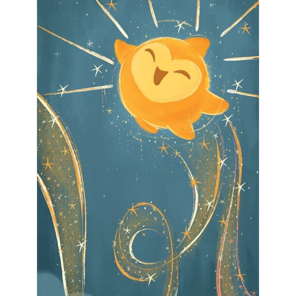 Wish Wish Come True Wide Canvas Print Blue/Yellow/Orange 40cm x 30cm