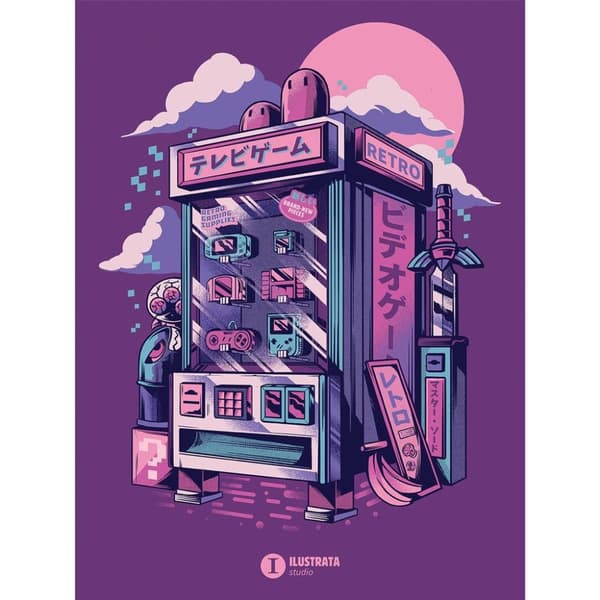 Ilustrata Vending Machine Canvas Print Purple 40cm x 30cm