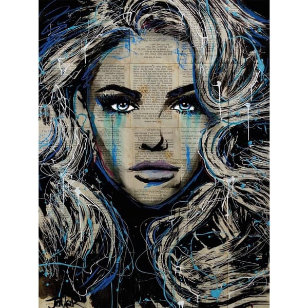Loui Jover Haven Canvas Print Black/White/Blue 50cm x 40cm