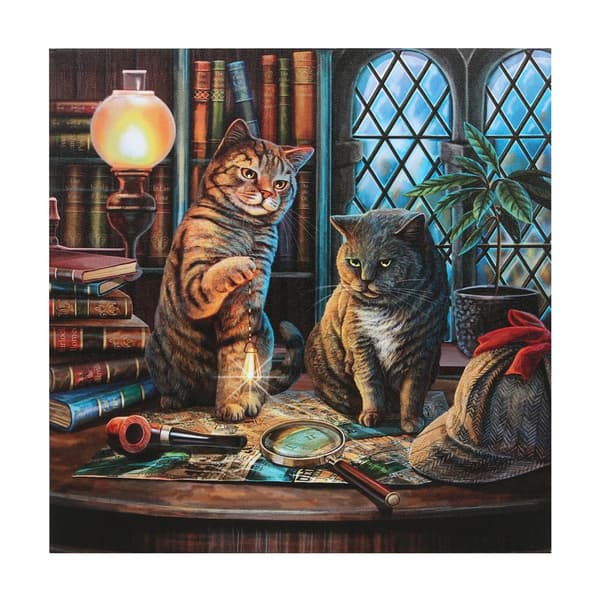 Lisa Parker Purrlock Holmes Light Up Canvas Plaque