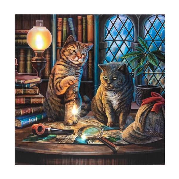 Lisa Parker Purrlock Holmes Light Up Canvas Plaque Multicoloured 30cm x 30cm