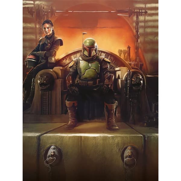 Star Wars The Book Of Boba Fett The New Boss Framed Canvas Print Multicoloured 80cm x 60cm
