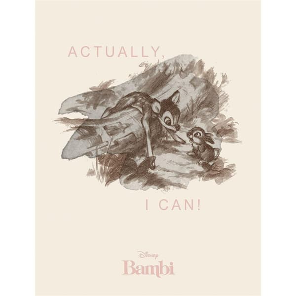Bambi Actually I Can Canvas Print Beige/Black 40cm x 30cm