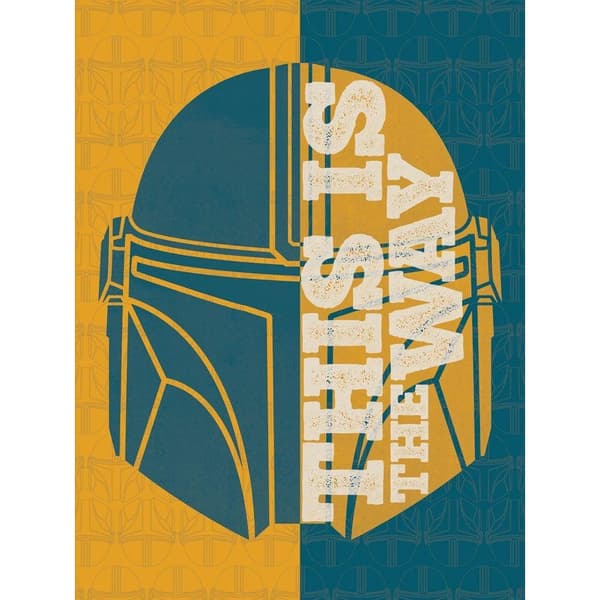 Star Wars Mandalorian Half Quote Canvas Print Yellow/Blue 80cm x 60cm