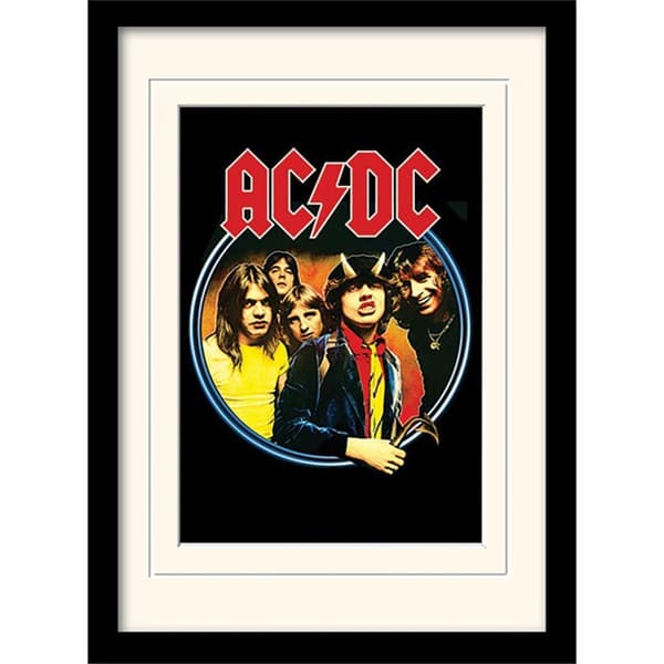 AC/DC Group Shot Mounted Print Multicoloured 40cm x 30cm