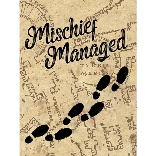 Harry Potter Mischief Managed Canvas Print Brown/Black 40cm x 30cm