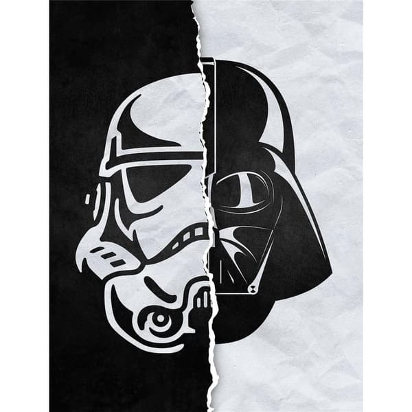 Star Wars Half / Half Darth Vader & Stormtrooper Canvas Print Black/White 80cm x 60cm