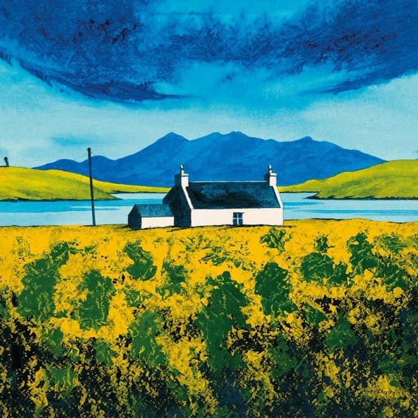 Anthony Barber Loch Erisort - Spring Canvas Print Green/Blue 60cm x 60cm