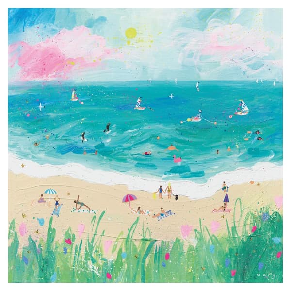 Mary Donald The Best Day Canvas Print Blue/Green/Pink 40cm x 40cm