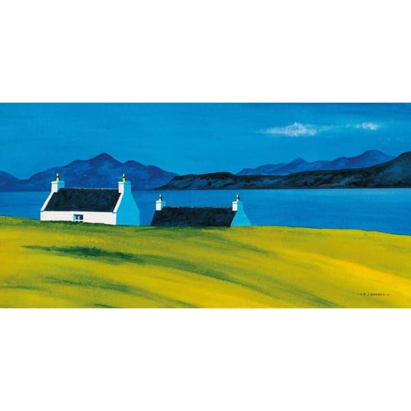 Anthony Barber Over The Sea To Skye II Canvas Print Blue/Yellow 50cm x 100cm