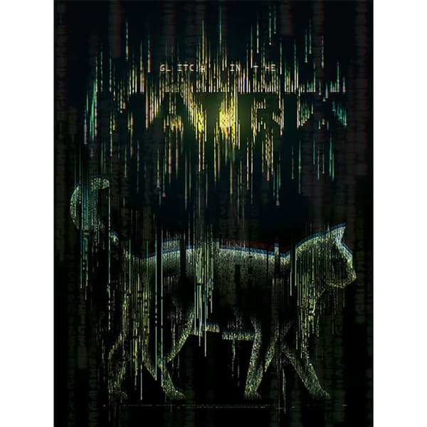 The Matrix: Resurrections Cat Glitch Canvas Print Black 40cm x 30cm