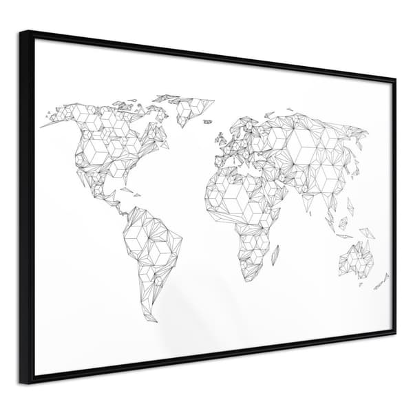 Inramad Poster / Tavla - World of Diamonds and Triangles Svart ram 90x60