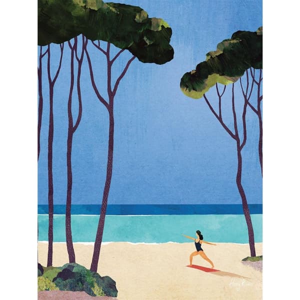 Henry Rivers Yoga Girl Beach Canvas Print