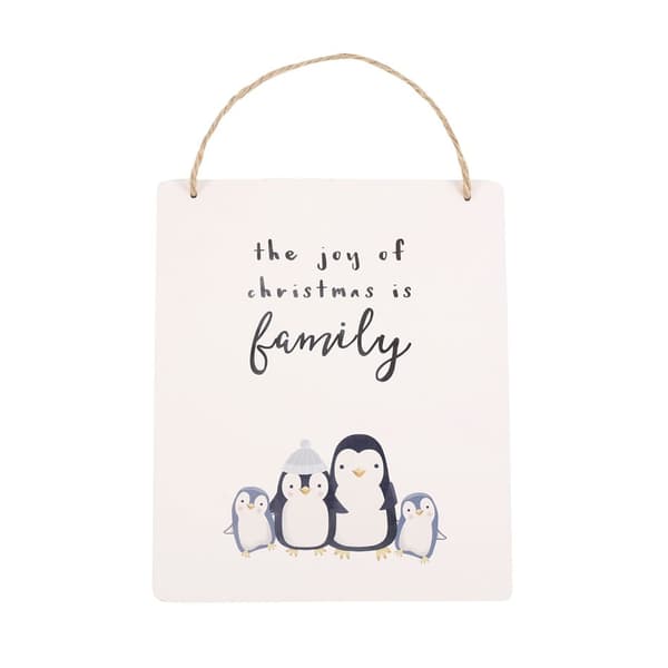 Something Different Joy Of Christmas Penguin Family Hängande skylt White/Black/Blue One Size