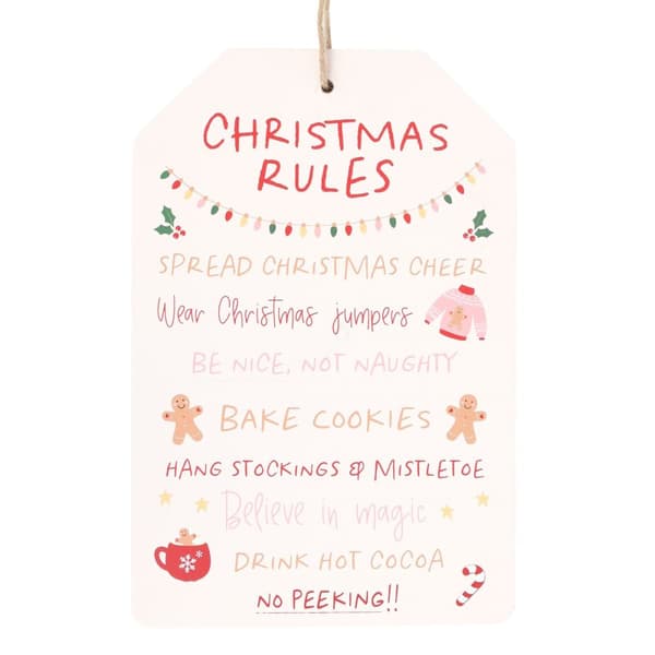 Something Different Christmas Rules Hanging Sign