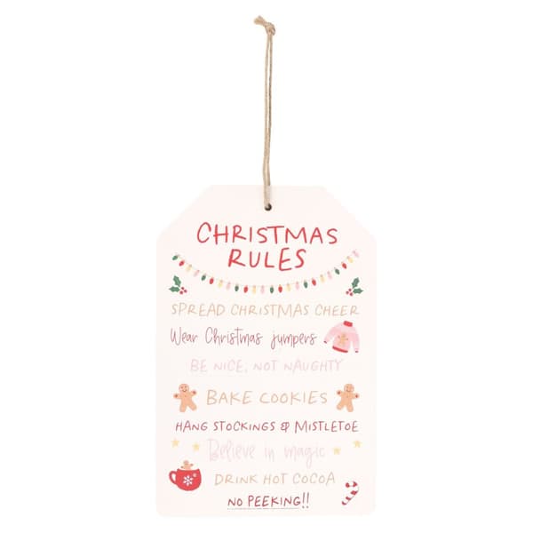 Something Different Christmas Rules Hanging Sign Multicoloured One Size