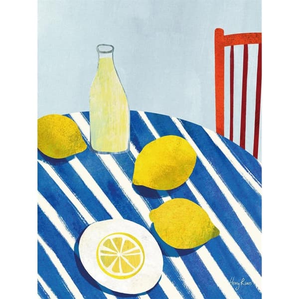 Henry Rivers Lemonade Canvas Print Blue/White/Yellow 50cm x 40cm