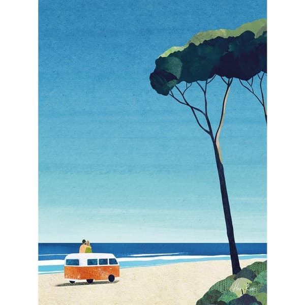 Henry Rivers Van Life II Canvas Print Blue/Green 40cm x 30cm