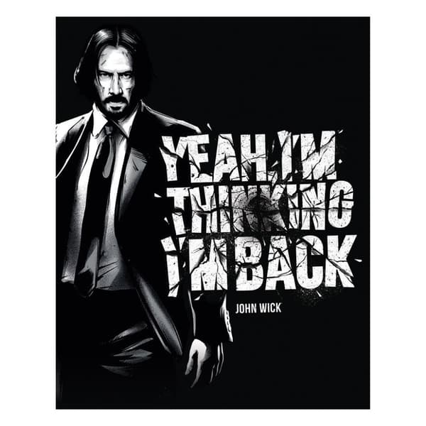John Wick Yeah I´m Thinking I´m Back Wide Canvas Print White/Black 50cm x 40cm