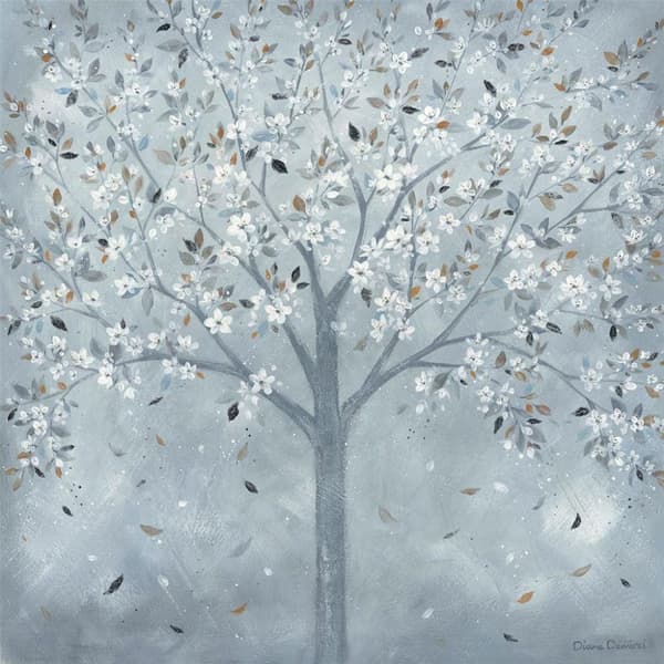 Diane Demirci Glittrande blad på duk Grey/White/Brown 60cm x 60cm