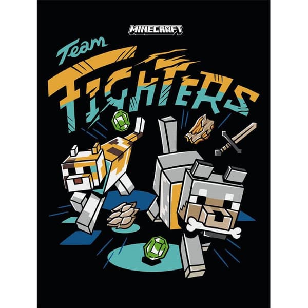 Minecraft Team Fighters Canvas Print Grey/Yellow/Blue One Size