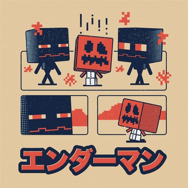 Minecraft Snow Golem Canvas Print Cream/Orange/Blue One Size