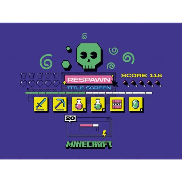 Minecraft Respawn Canvas Print Blue 80cm x 60cm