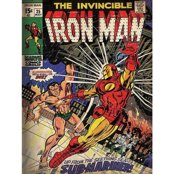 Iron Man Submariner Canvas Print Multicoloured 80cm x 60cm
