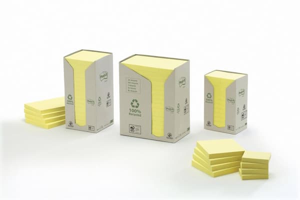 Notes POST-IT 100% recy 76x76 gul 16/fp