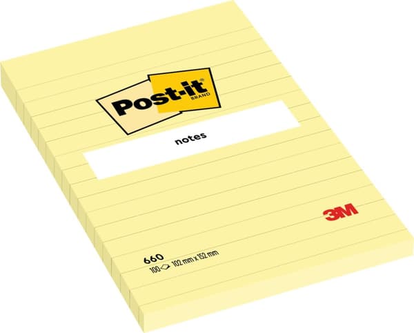 Notes POST-IT linjerat 102x152mm gul 6st