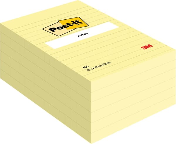 Notes POST-IT linjerat 102x152mm gul 6st