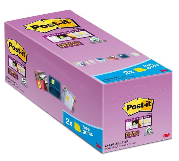 Notes POST-IT SS 76x76mm gul 16/fp