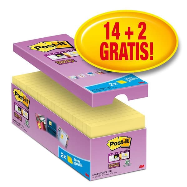 Notes POST-IT SS 76x76mm gul 16/fp