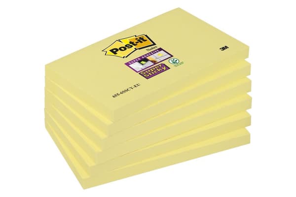 Notes POST-IT SS 76x127mm gul 6/fp